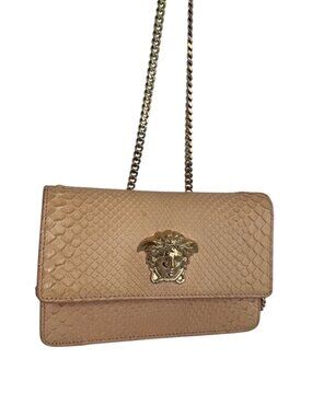 Versace Medusa Python Wallet On Chain Crossbody Bag Nude Peach WOC